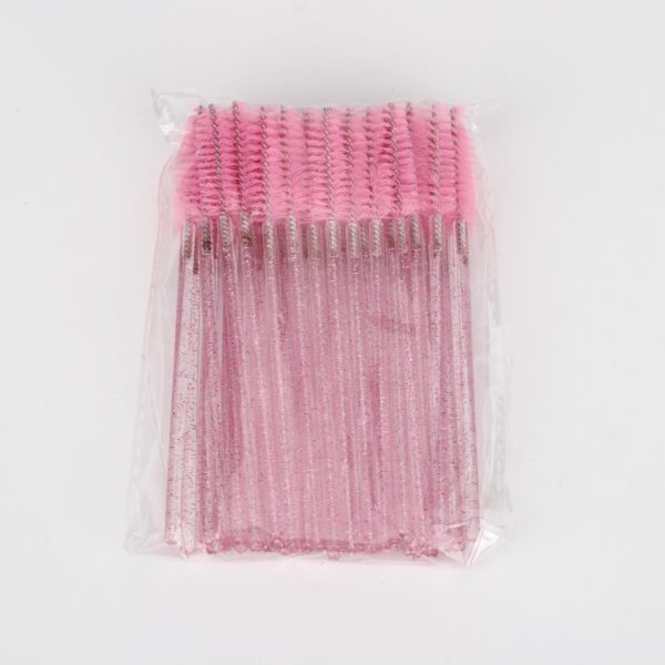 Otthoni és profi használatra alkalmas finom sörtéjű szempillafésű pink színben.